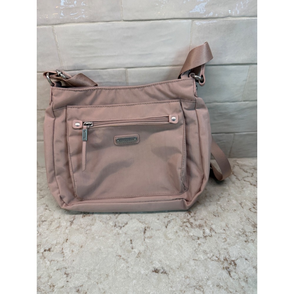 Baggallini Crossbody Bag Pink Nylon Travel Shoulder Purse Adjustable Strap